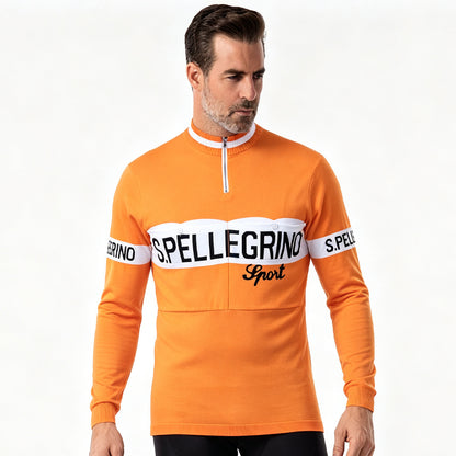 S.Pellegrino Sport retro long sleeve wool cycling jersey front view