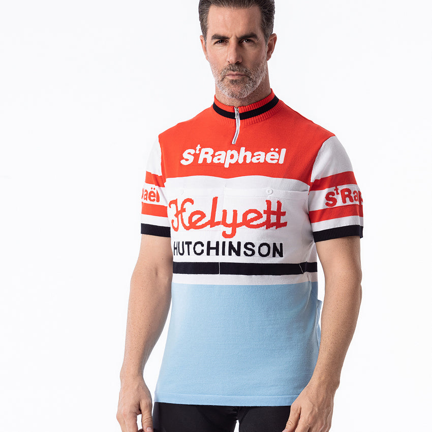St. Raphaël Helyett Hutchinson retro wool cycling jersey - front model