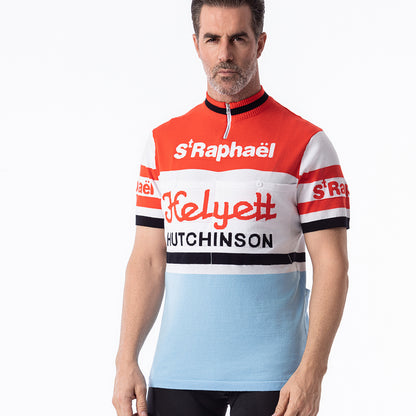 St. Raphaël Helyett Hutchinson retro wool cycling jersey - front model