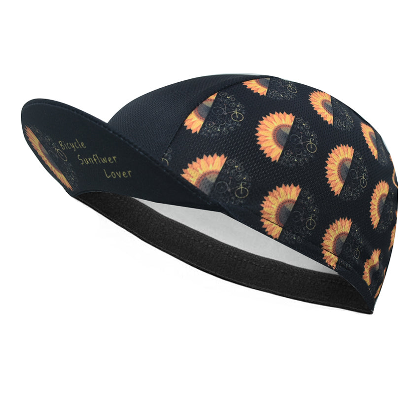 Sunflower & Bicycle Cycling Cap - "Bicycle Sunflower Lover" Hat