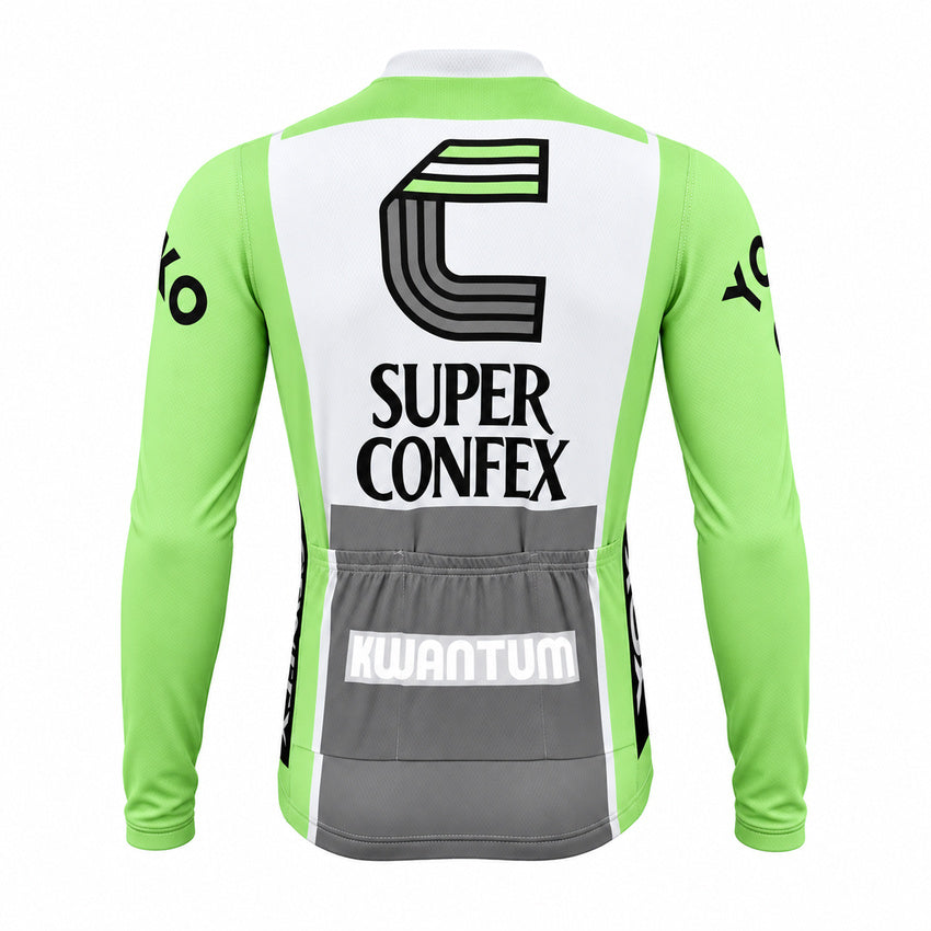 Superconfex Kwantum Retro Long Sleeve Cycling Jersey – Green back view 