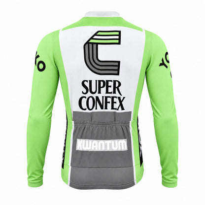 Superconfex Kwantum Retro Long Sleeve Cycling Jersey – Green back view 