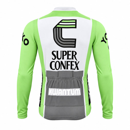 Superconfex Kwantum Retro Long Sleeve Cycling Jersey – Green back view 