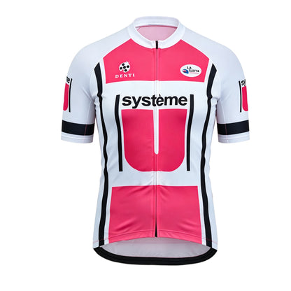 Système U Retro Pink Cycling Jersey
