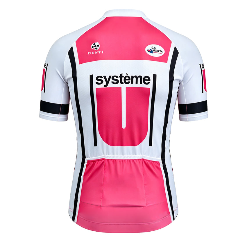 Système U Retro Cycling Jersey | Pink Maglia Rosa