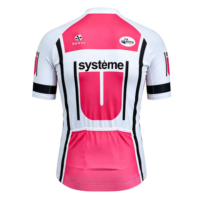 Système U Retro Cycling Jersey | Pink Maglia Rosa