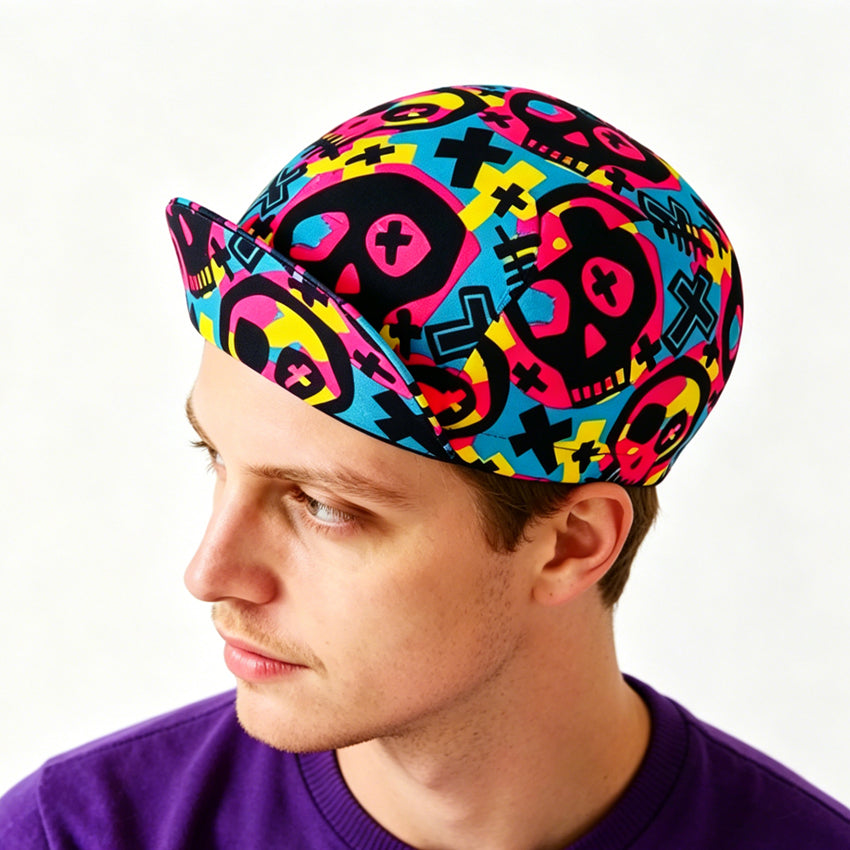 Neon Graffiti Skull Retro Cycling Cap