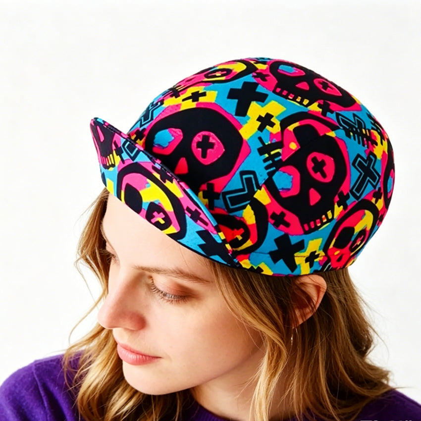 Neon Graffiti Skull Retro Cycling Cap Women