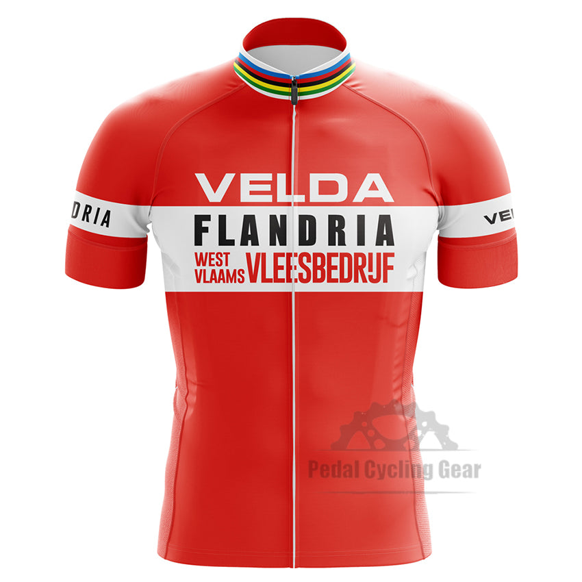 Veda Flandoria Red Retro Cycling Jersey