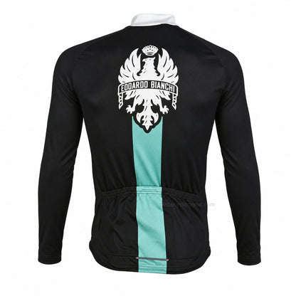 Vintage Bianchi Black Long Sleeve Cycling Jersey, back view