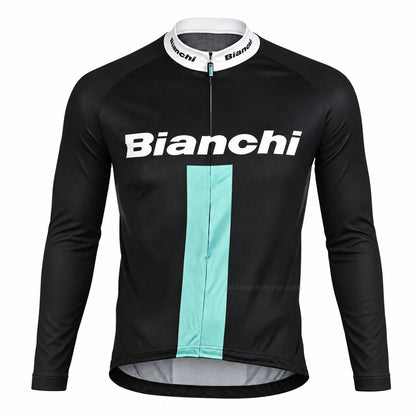 Vintage Bianchi Black Long Sleeve Cycling Jersey, front view