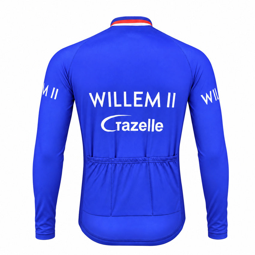 Willem II Gazelle Retro Long Sleeve Cycling Jersey – Blue back view