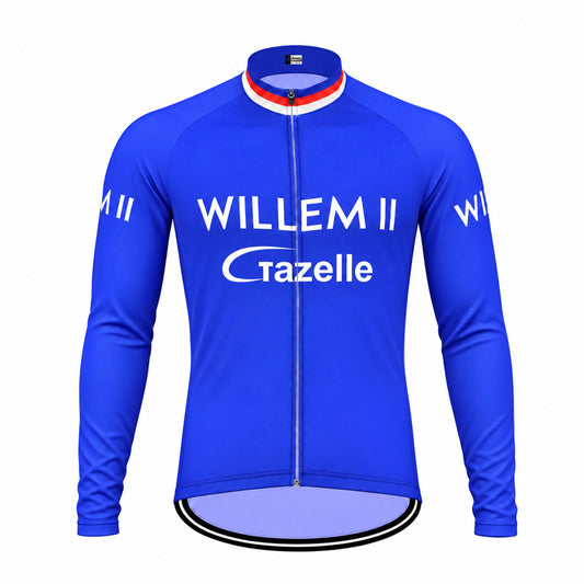 Willem II Gazelle Retro Long Sleeve Cycling Jersey – Blue front view