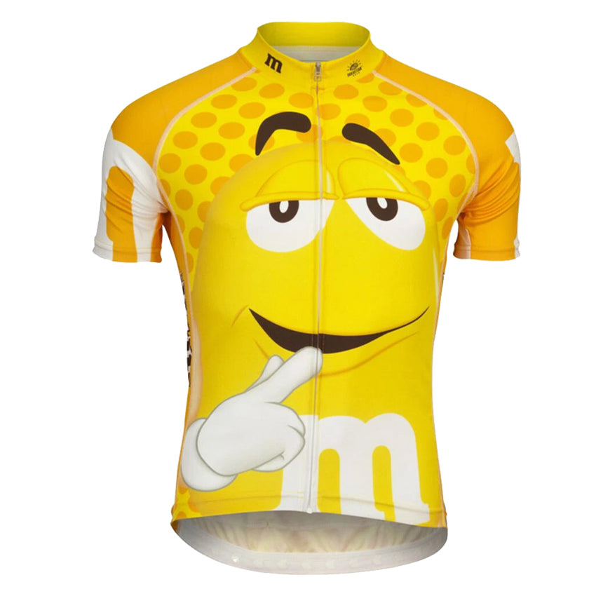 Yellow M&M Funny Cycling Jersey
